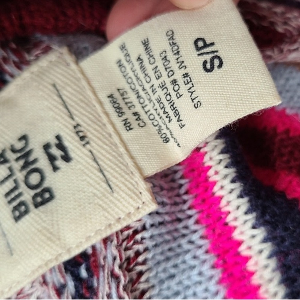 Billabong Long Striped Open-Front Fade to Dust Cardigan in Pink, Tan & Black - Picture 8 of 8